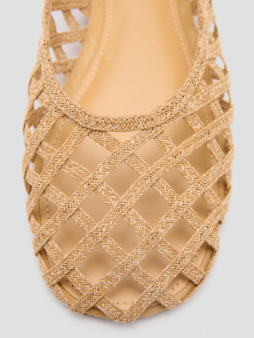 Mango Beige Lattice Weave Ballet Flats - Picture 2 of 6